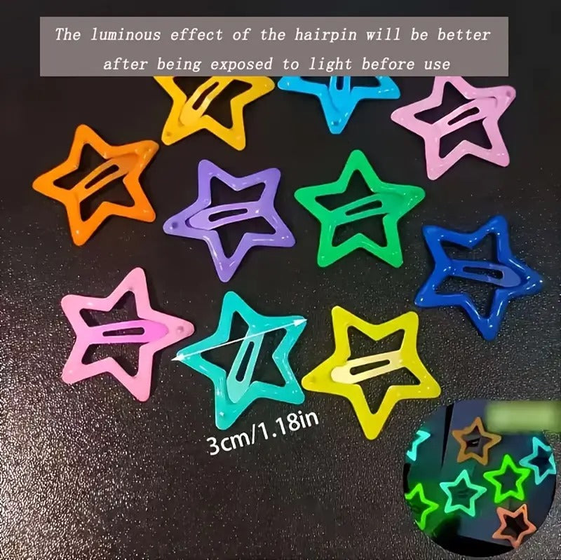 Glow-in-the-Dark Star Hair Clips