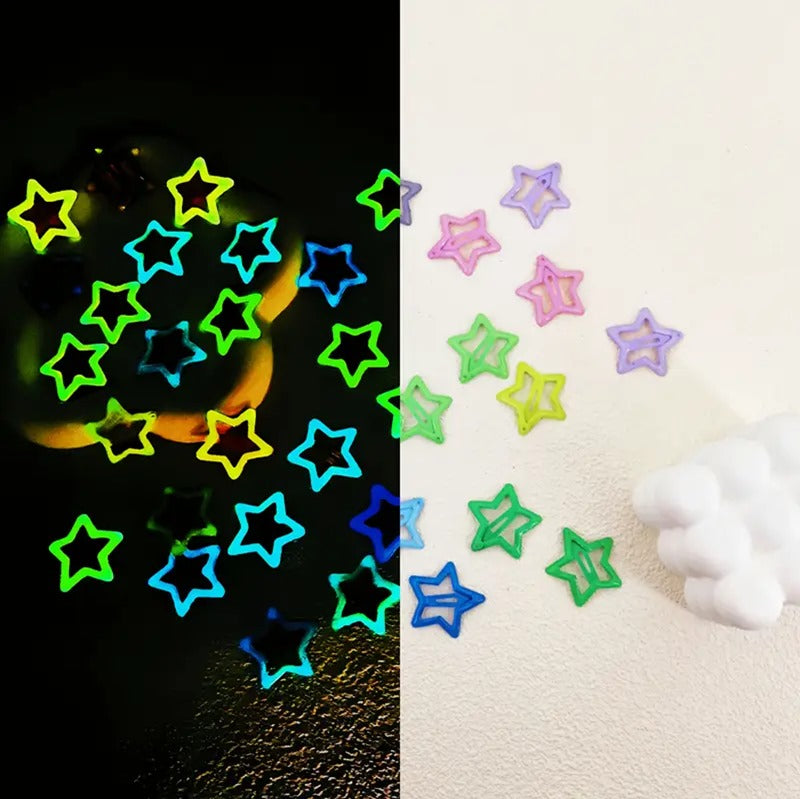Glow-in-the-Dark Star Hair Clips