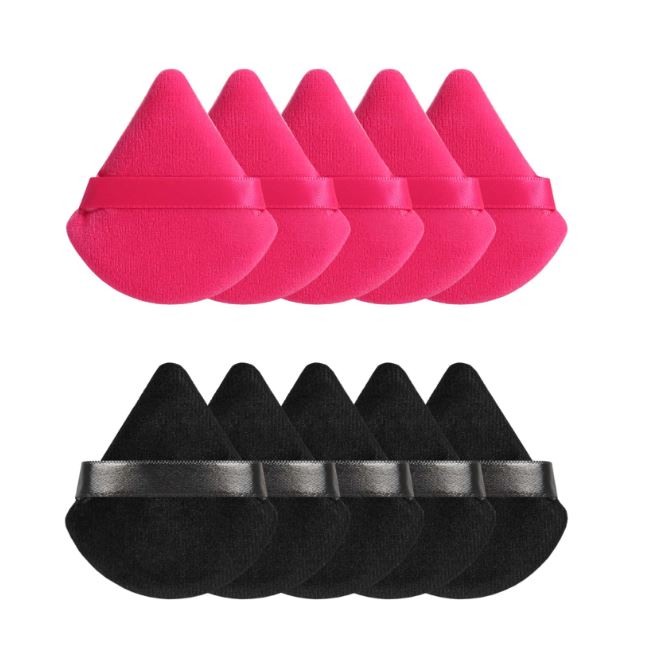Black - Triangle Shaped Velvet Loose Powder Puff